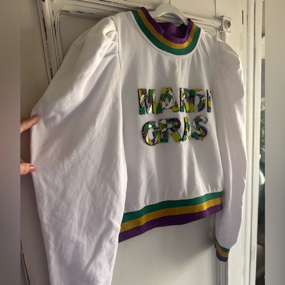 QUEEN OF SPARKLES White Mardi Gras Sweatshirt - Picture 4 of 8